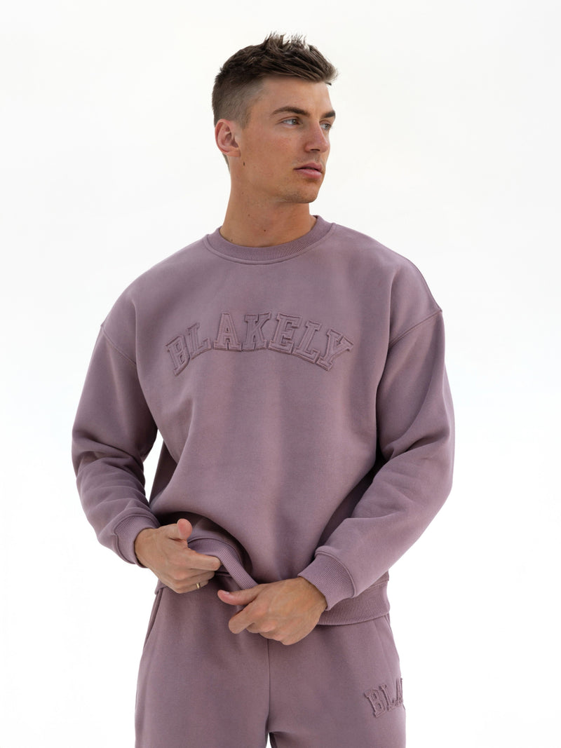 Tonal Varsity Relaxed Jumper - Soft Mauve