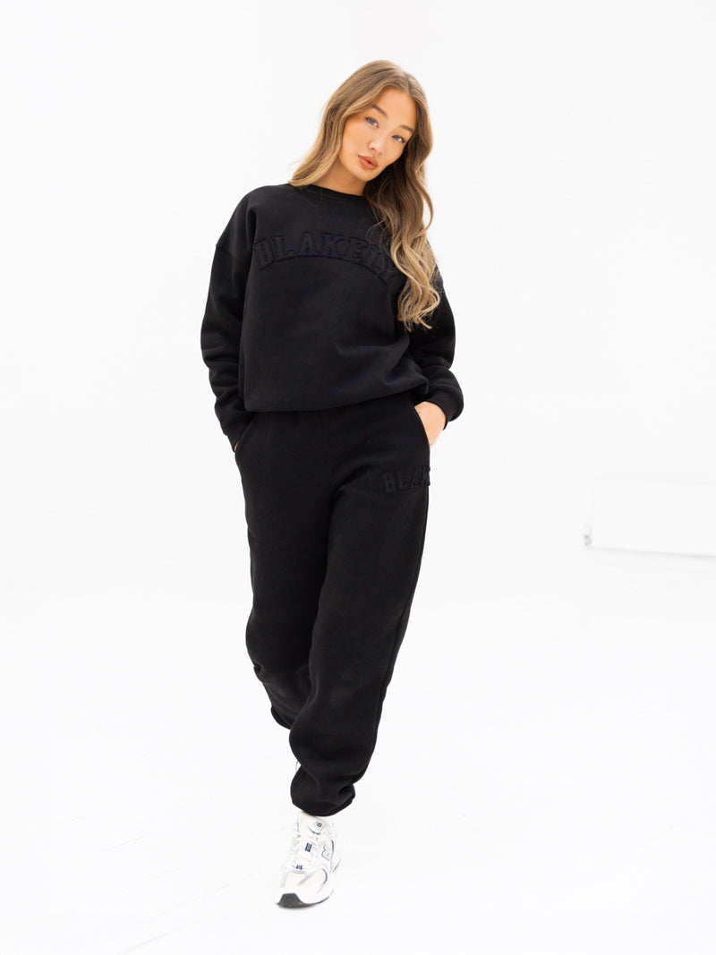 Tonal Varsity Oversized Jumper - Black