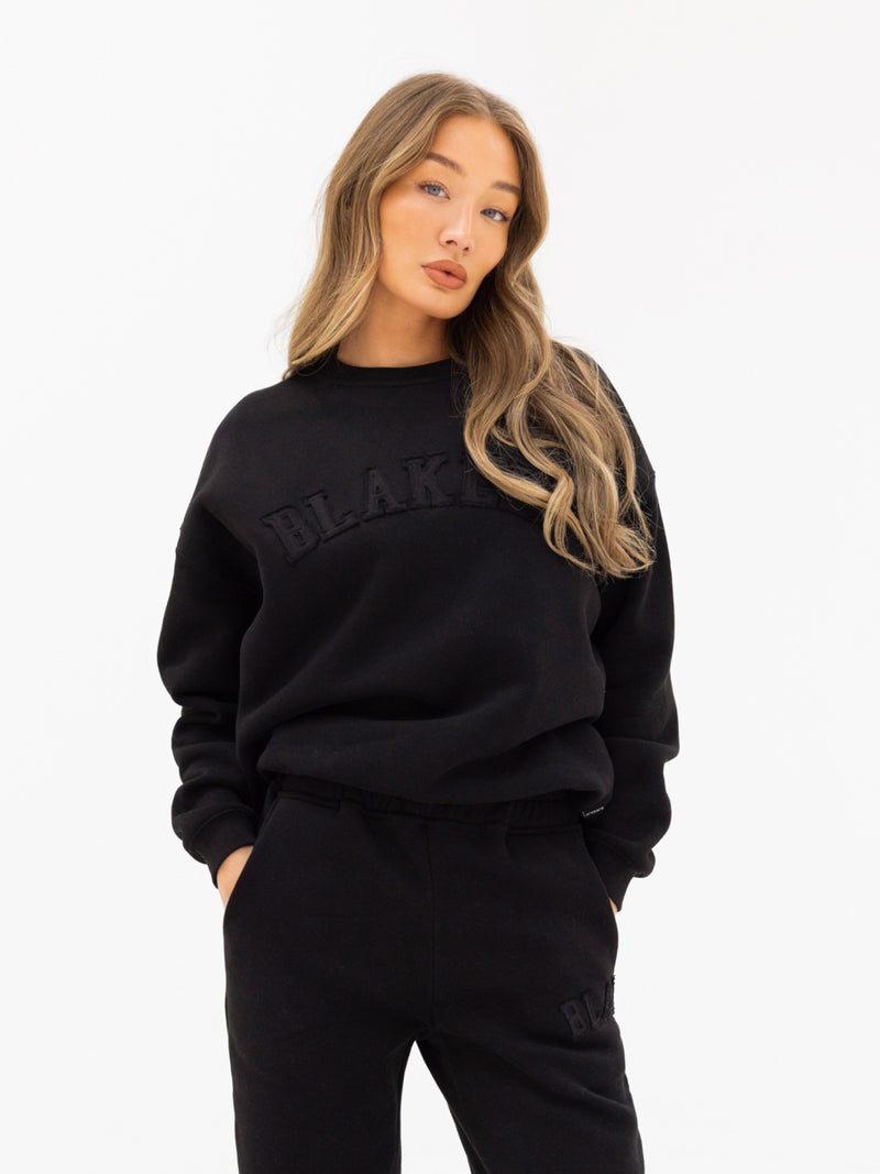 Tonal Varsity Oversized Jumper - Black
