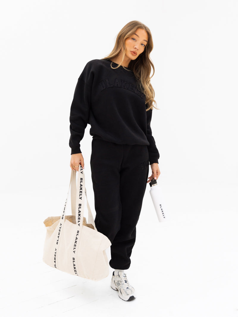 Tonal Varsity Oversized Jumper - Black