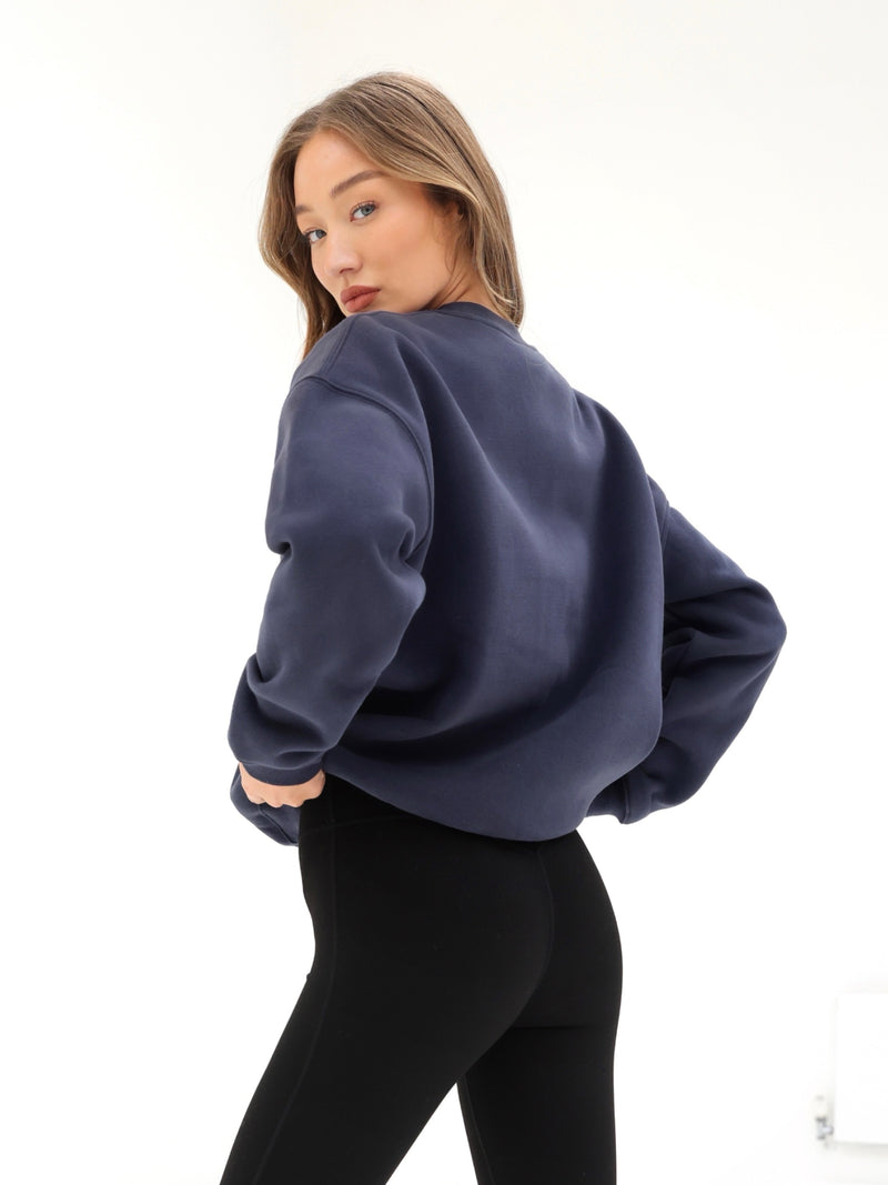 Tonal Varsity Oversized Jumper - True Navy