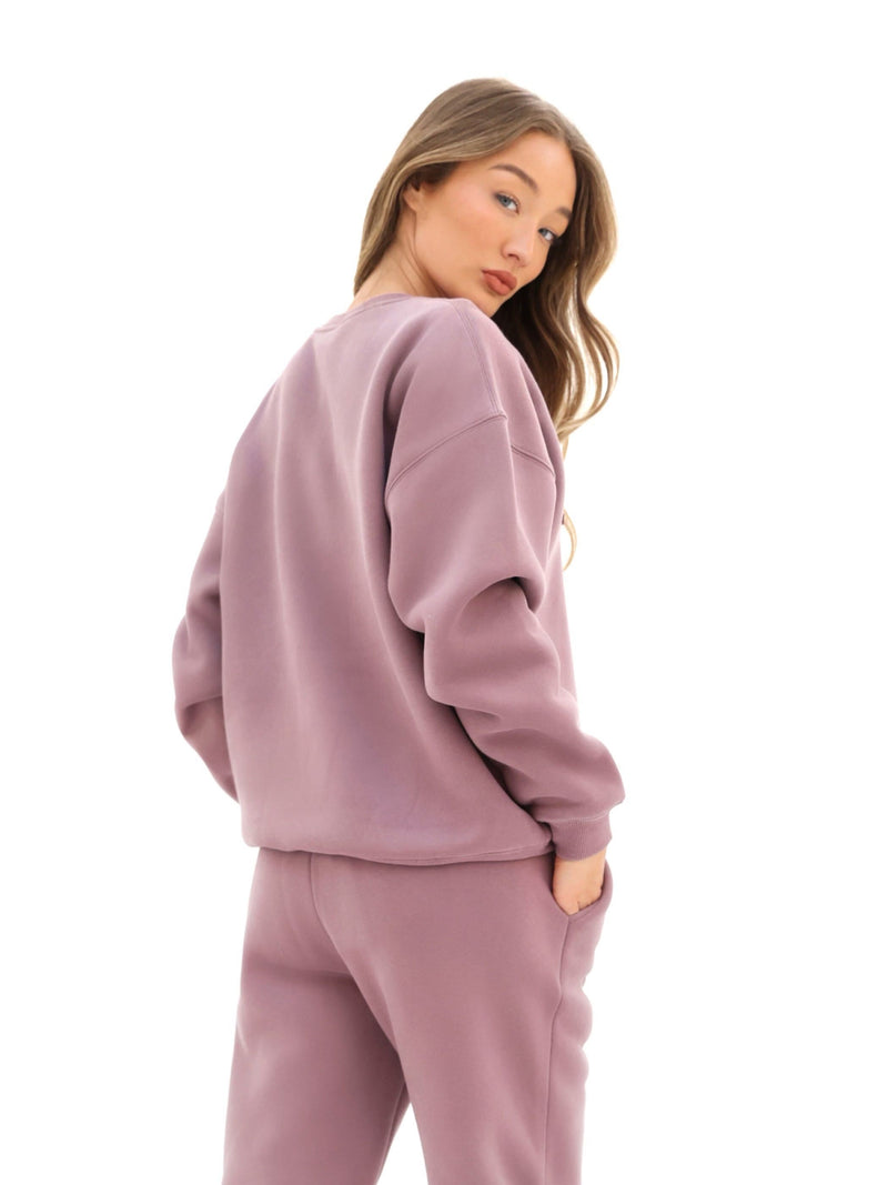 Tonal Varsity Oversized Jumper - Soft Mauve