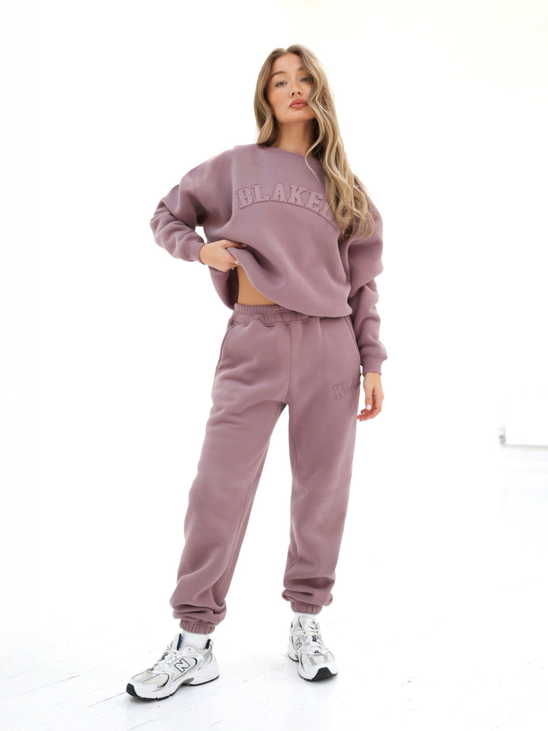 Tonal Varsity Oversized Jumper - Soft Mauve