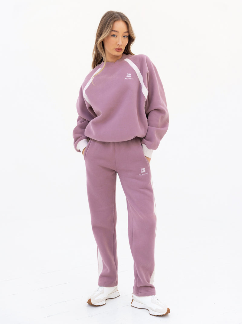 Classic Panel Jumper & Sweatpants Set - Dusty Pink