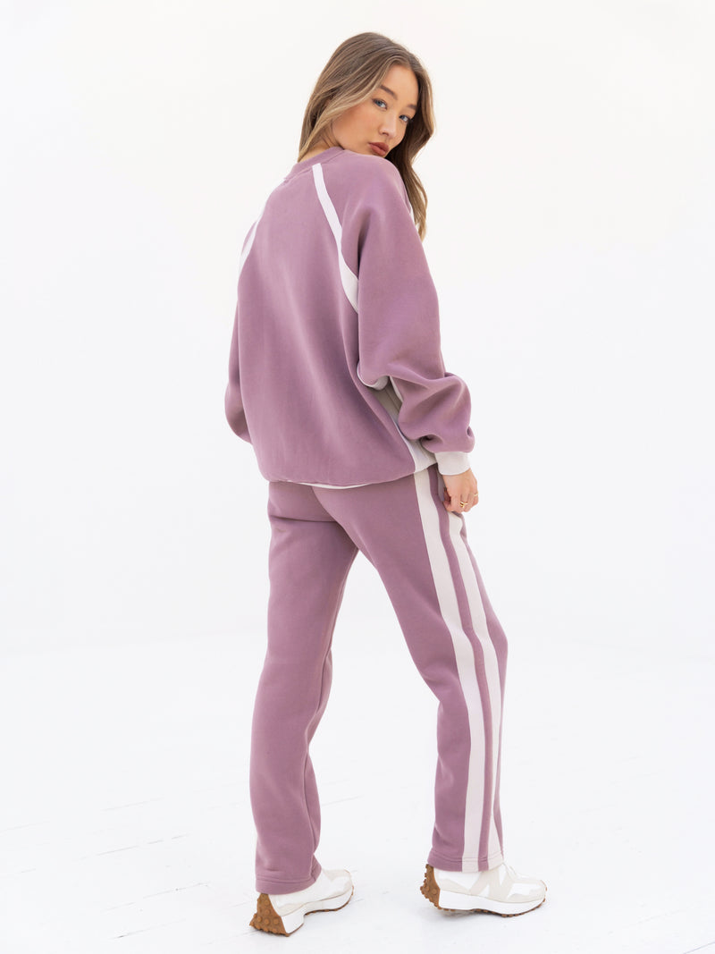 Classic Panel Jumper & Sweatpants Set - Dusty Pink