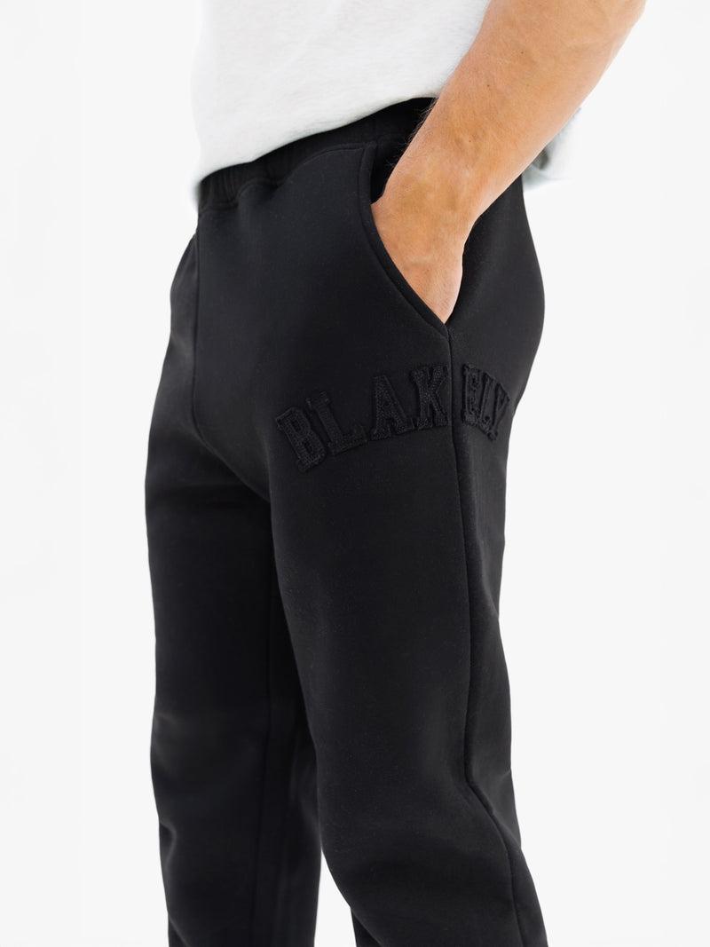 Tonal Varsity Relaxed Sweatpants - Black