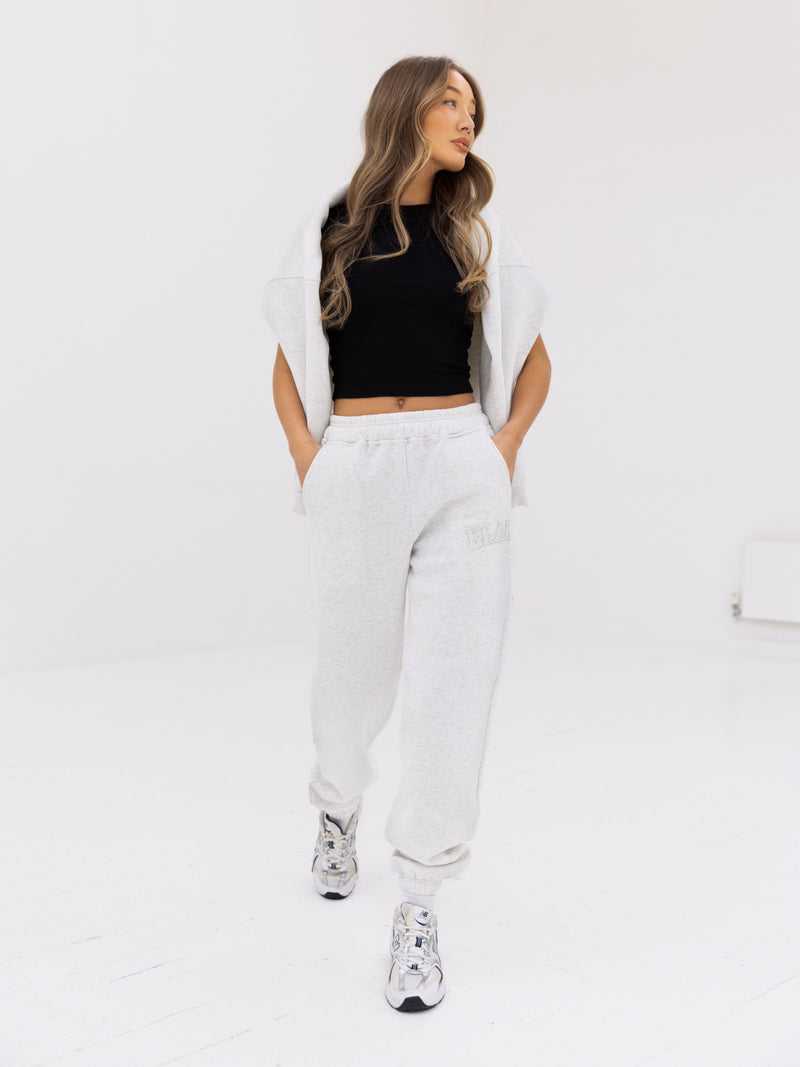 Tonal Varsity Sweatpants - Marl White