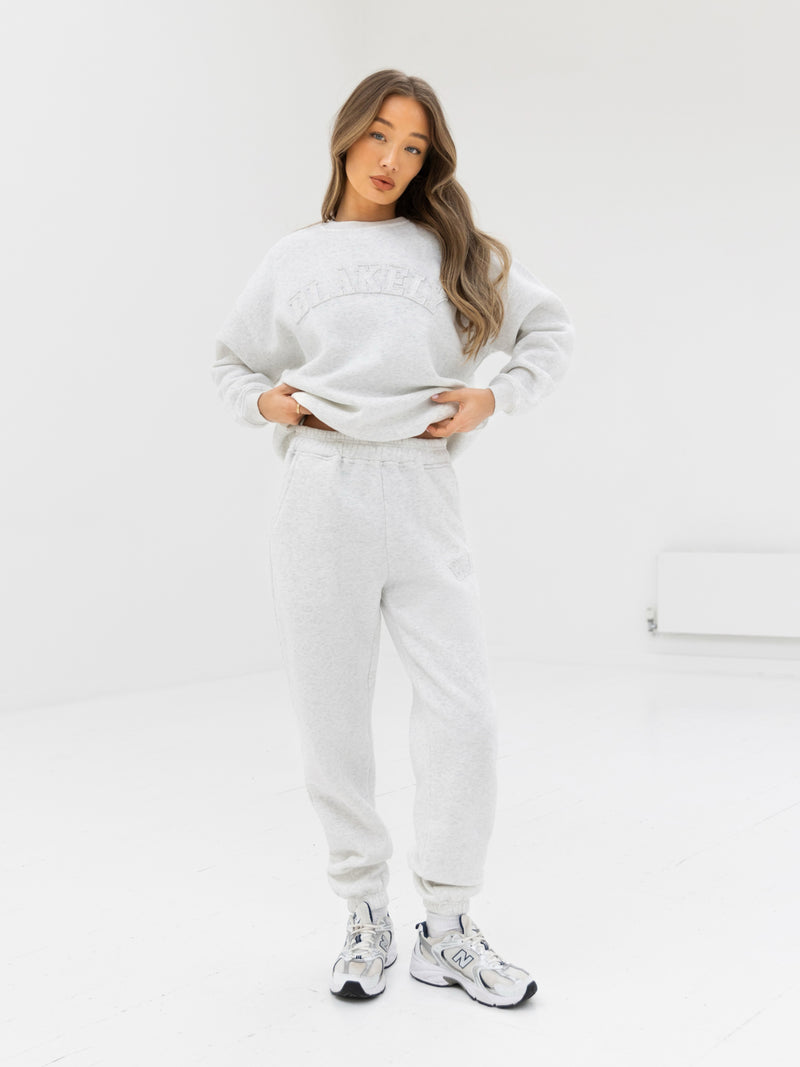 Tonal Varsity Sweatpants - Marl White