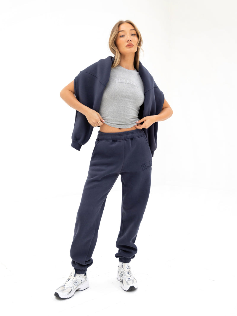 Tonal Varsity Crop Top - Marl Grey