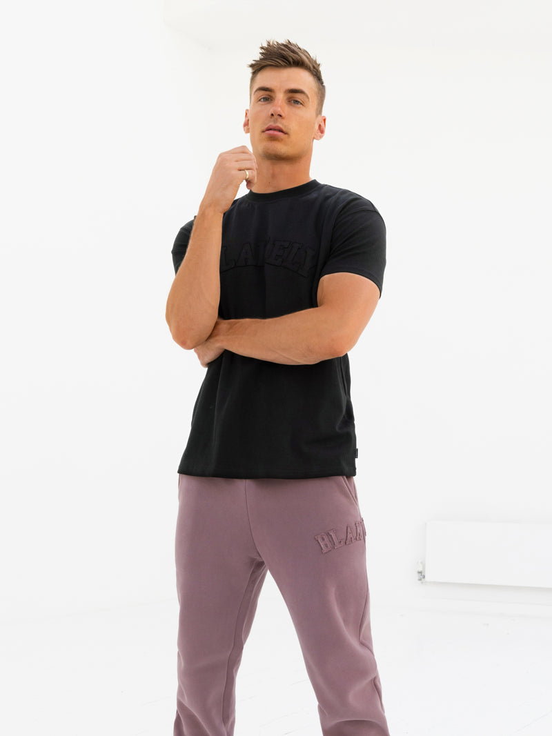 Tonal Varsity Relaxed T-Shirt - Black