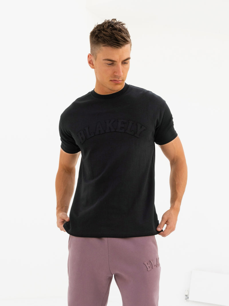 Tonal Varsity Relaxed T-Shirt - Black