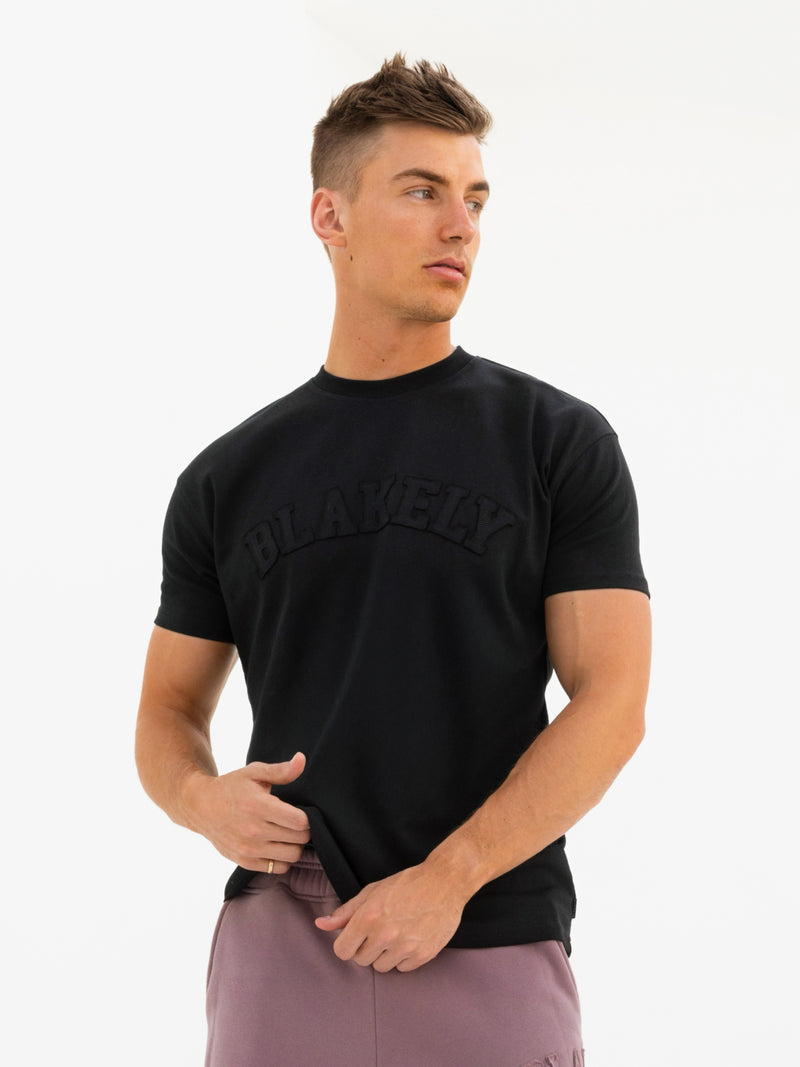 Tonal Varsity Relaxed T-Shirt - Black