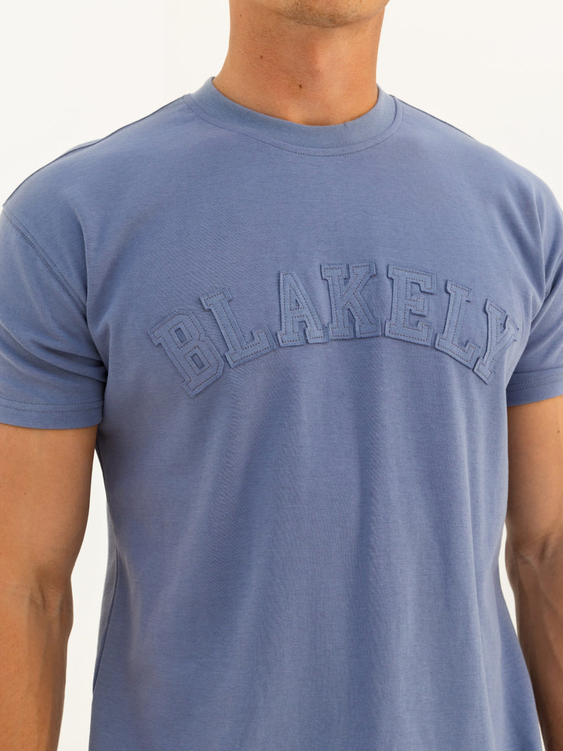 Tonal Varsity Relaxed T-Shirt - Granite Blue