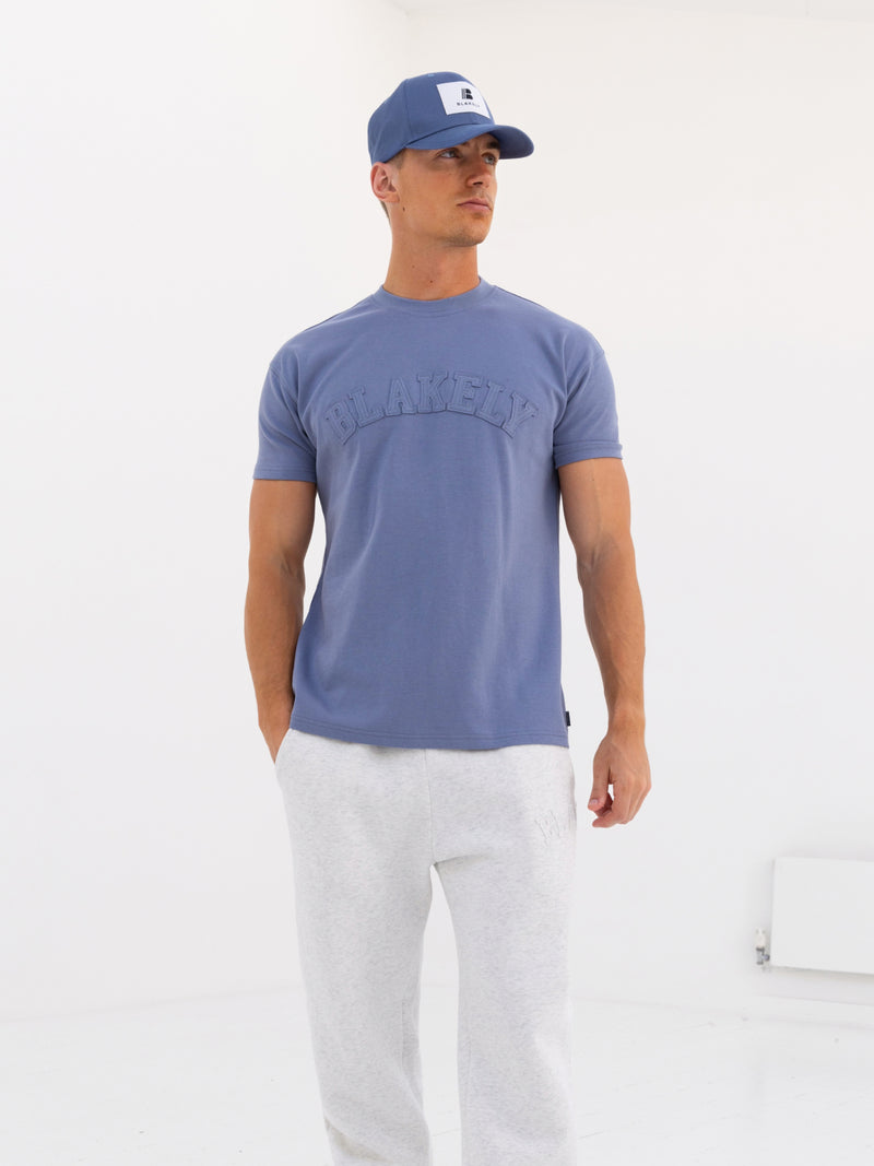 Tonal Varsity Relaxed T-Shirt - Granite Blue