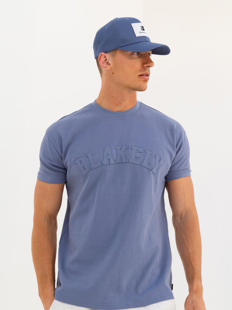 Tonal Varsity Relaxed T-Shirt - Granite Blue