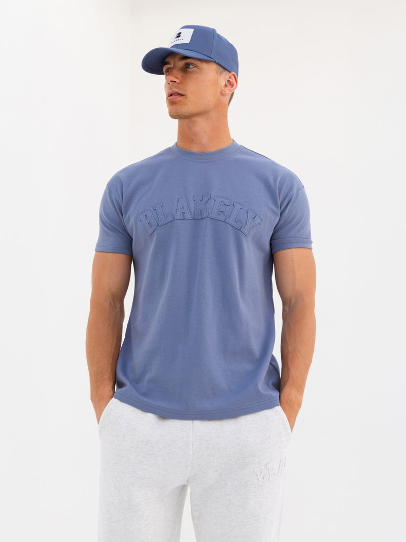 Tonal Varsity Relaxed T-Shirt - Granite Blue
