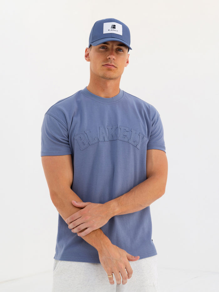 Tonal Varsity Relaxed T-Shirt - Granite Blue
