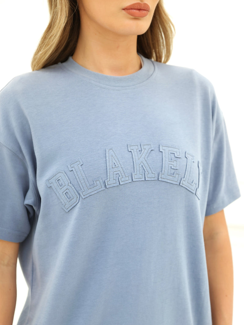 Tonal Varsity Oversized T-Shirt - Granite Blue