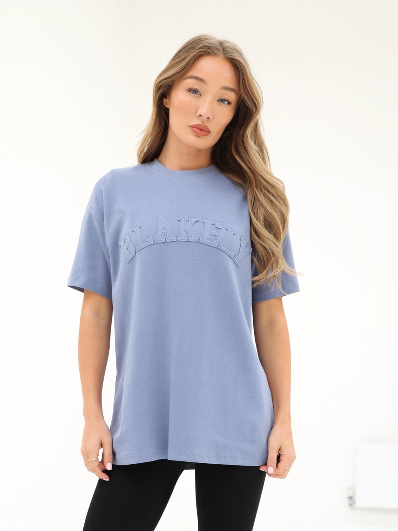 Tonal Varsity Oversized T-Shirt - Granite Blue