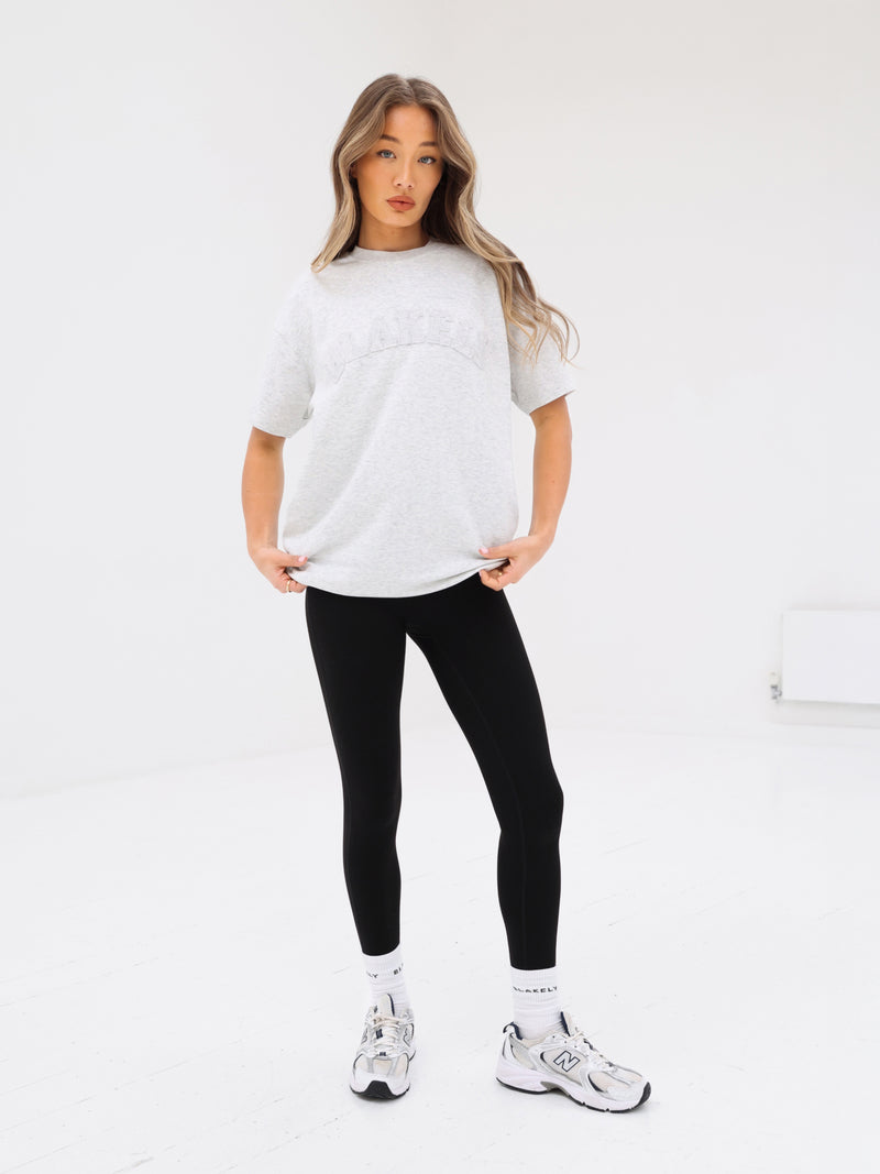 Tonal Varsity Oversized T-Shirt - Marl White