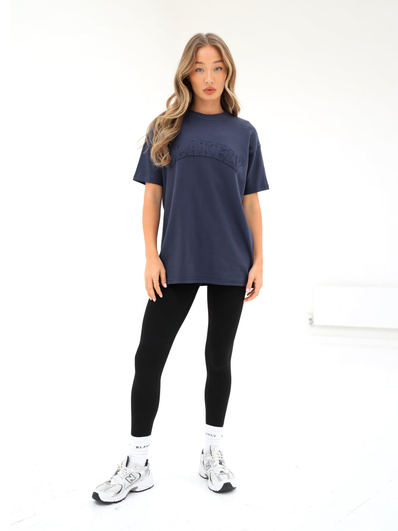 Tonal Varsity Oversized T-Shirt - True Navy
