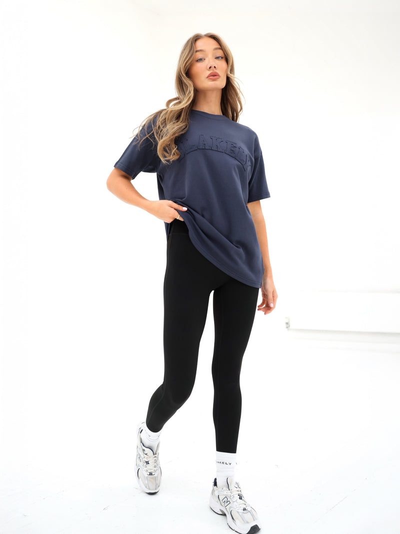 Tonal Varsity Oversized T-Shirt - True Navy