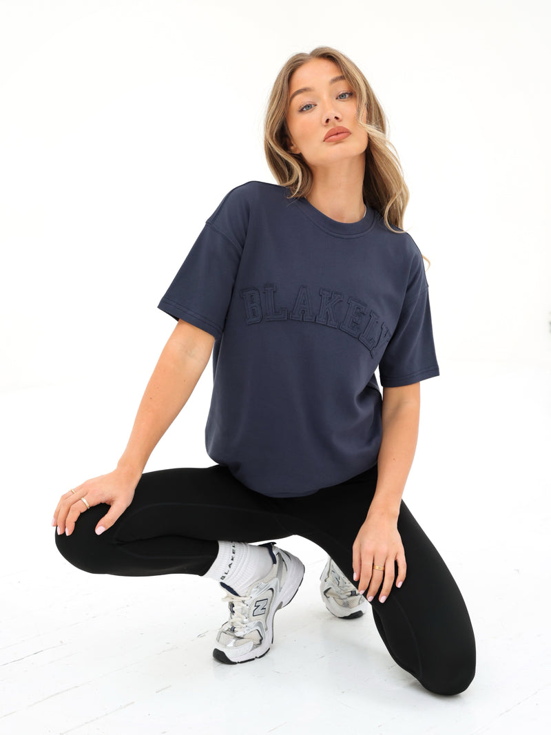 Tonal Varsity Oversized T-Shirt - True Navy