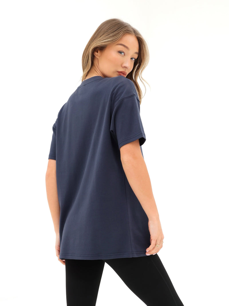 Tonal Varsity Oversized T-Shirt - True Navy
