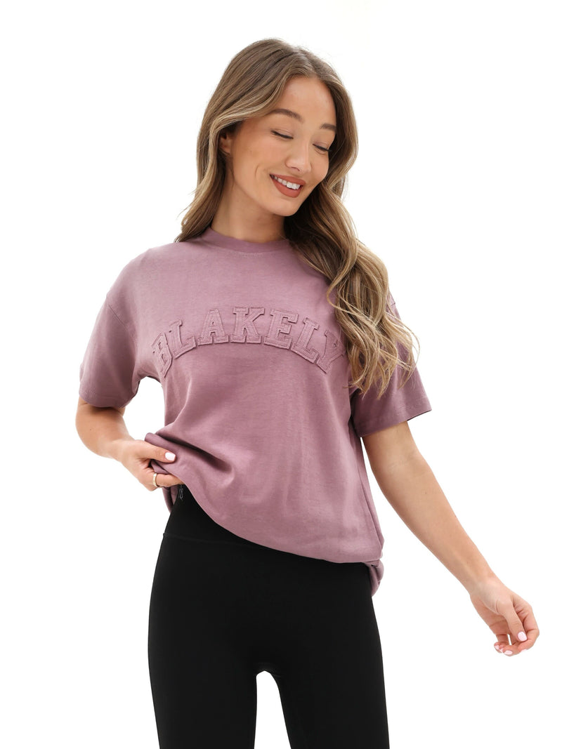 Tonal Varsity Oversized T-Shirt - Soft Mauve