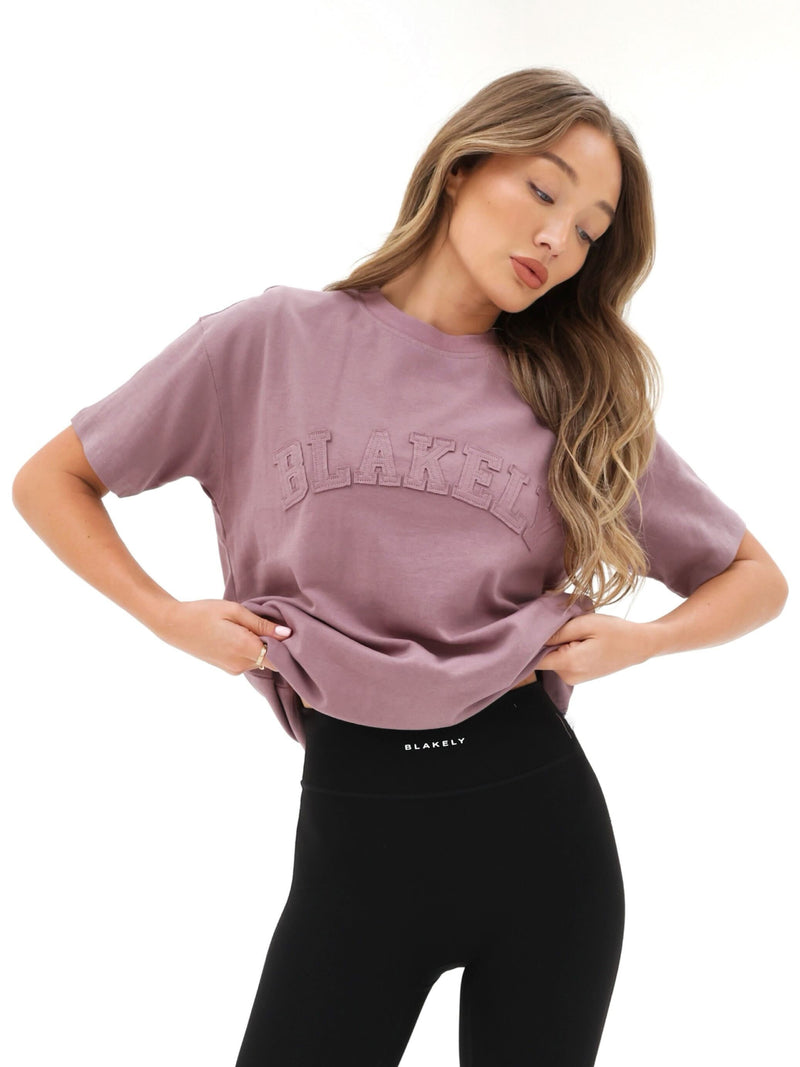Tonal Varsity Oversized T-Shirt - Soft Mauve