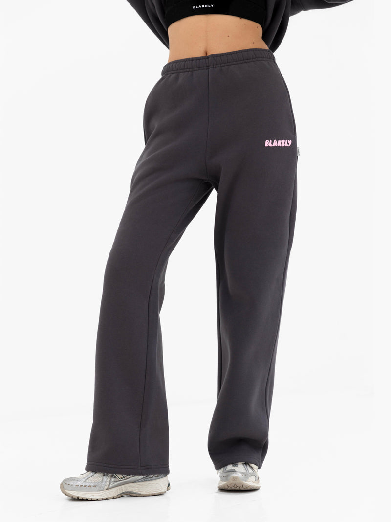 Cloud Print Wide Leg Sweatpants - Holzkohle