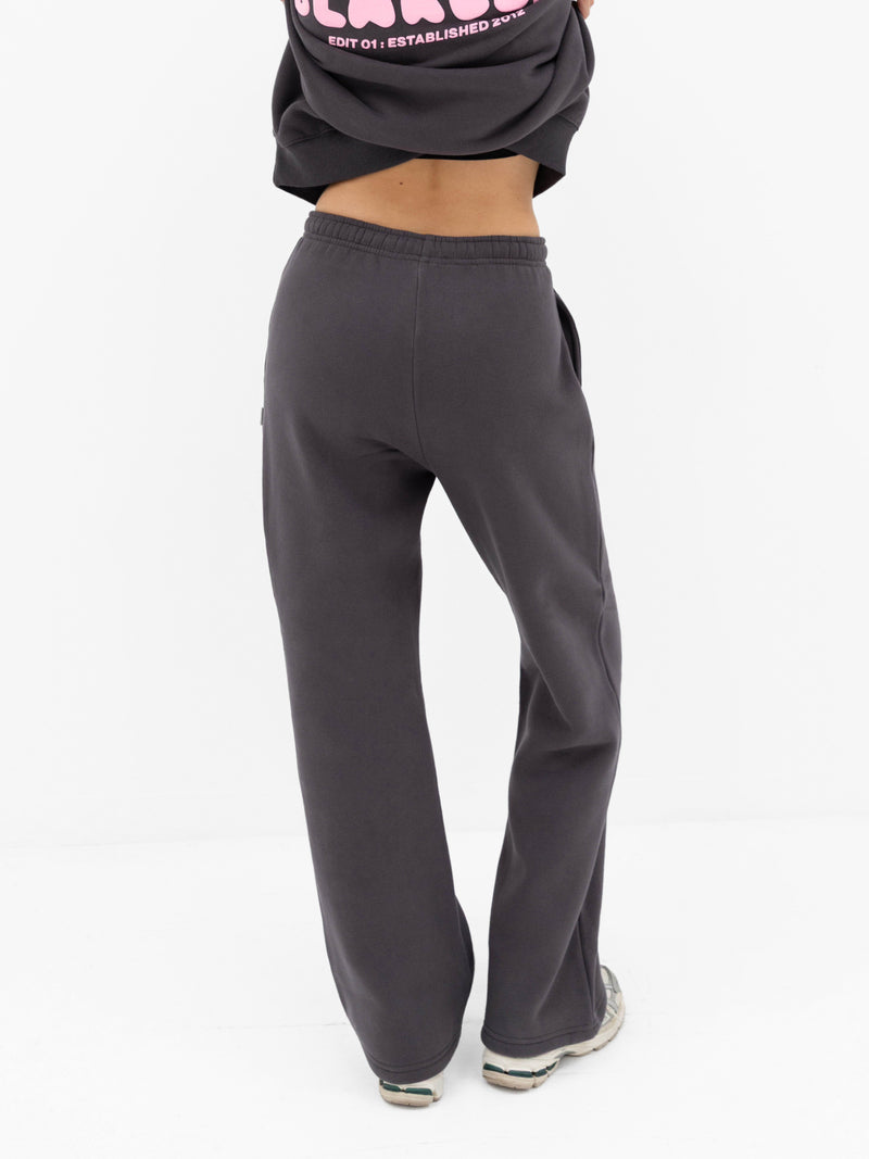 Cloud Print Wide Leg Sweatpants - Holzkohle