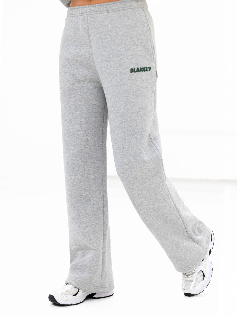 Cloud Print Wide Leg Sweatpants - Mergelgrau