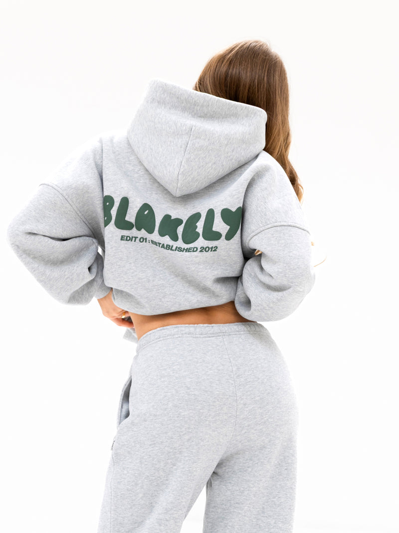 Cloud Print Oversized Hoodie - Marl Grey