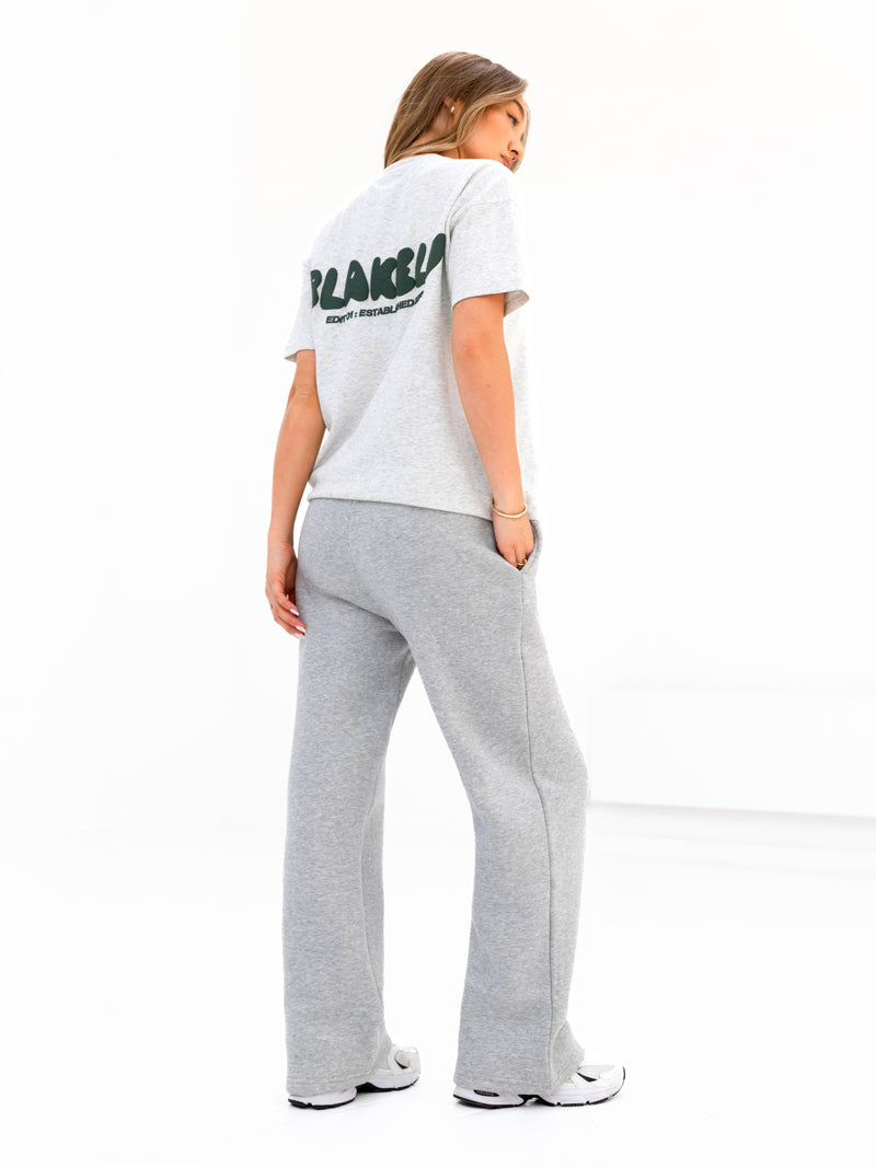 Cloud Print Wide Leg Sweatpants - Mergelgrau