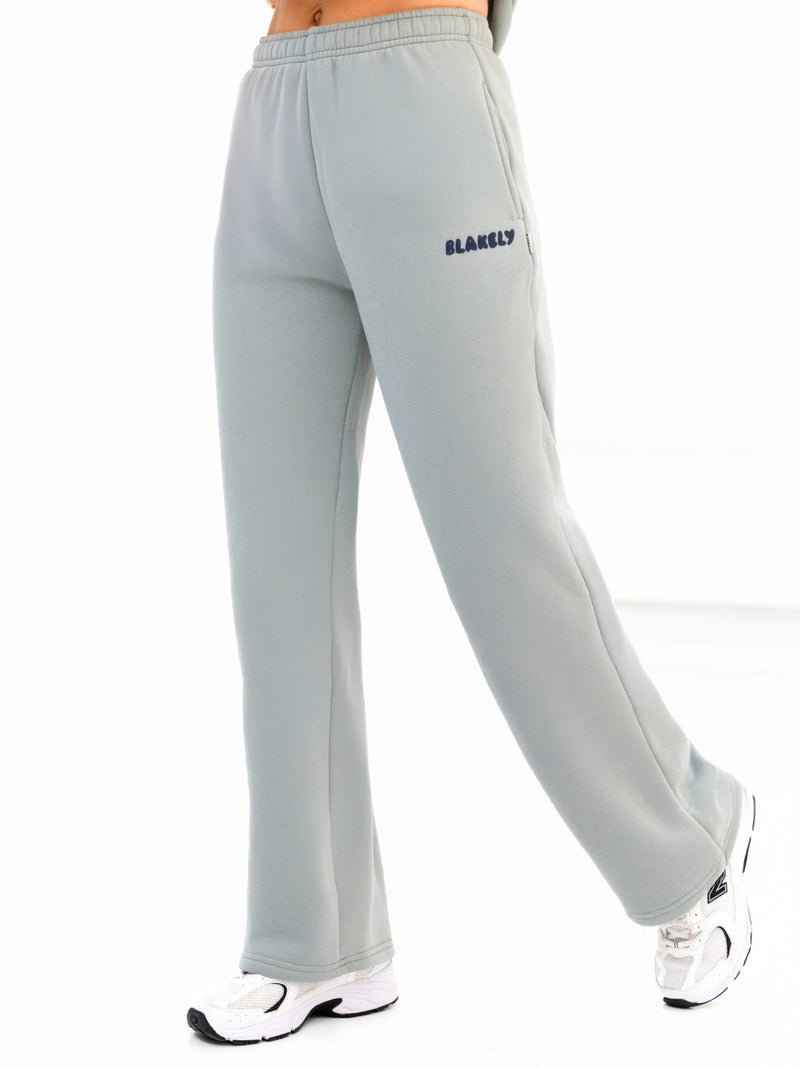 Cloud Print Wide Leg Sweatpants - Mineral Blue