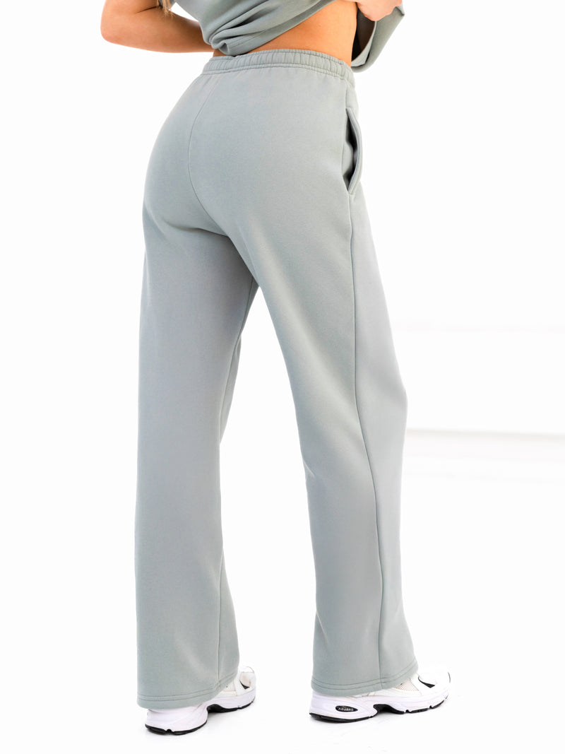 Cloud Print Wide Leg Sweatpants - Mineral Blue