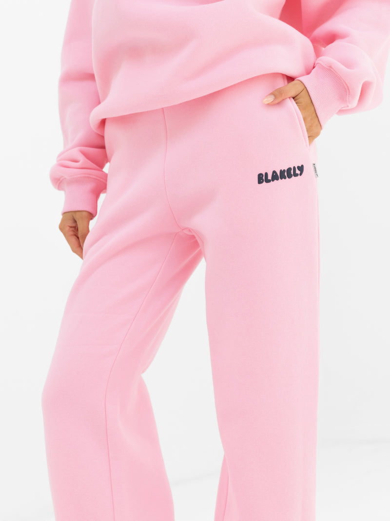 Cloud Print Wide Leg Sweatpants - Puderrosa