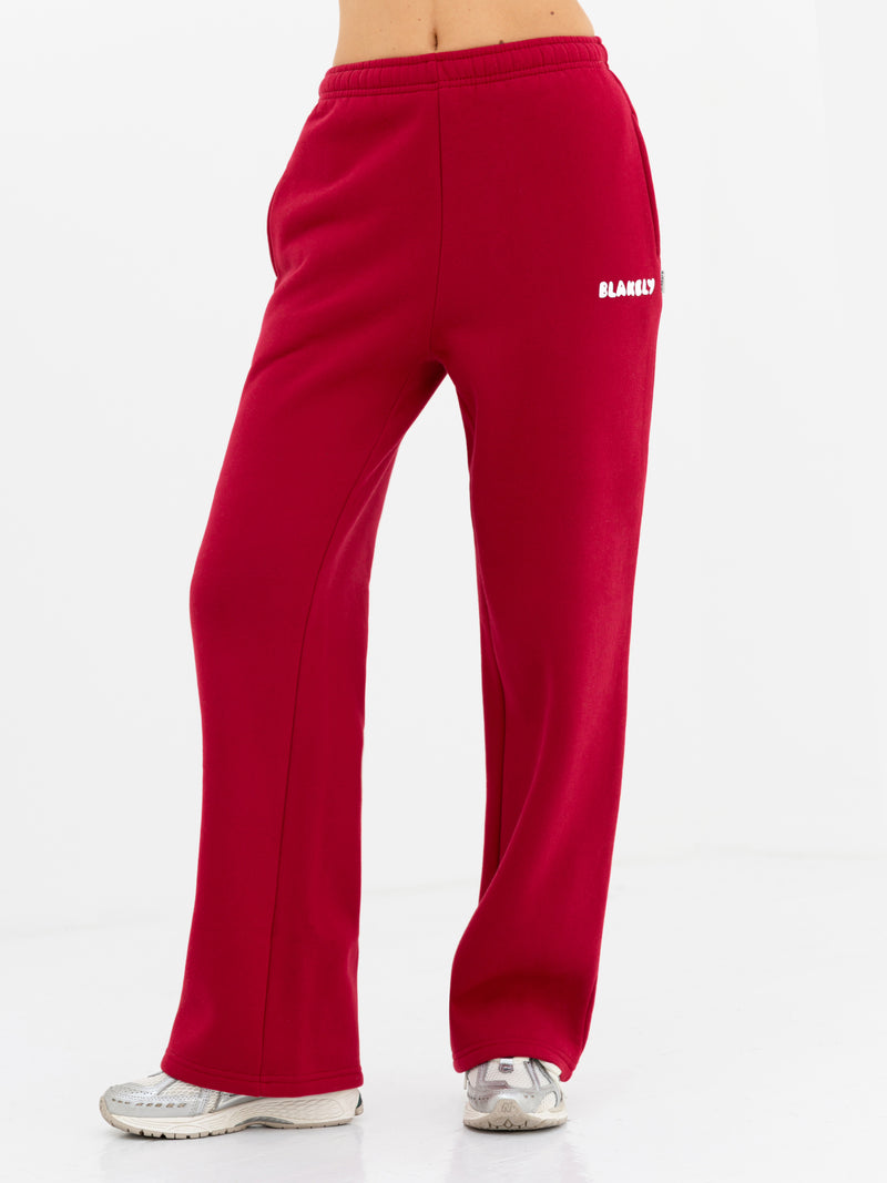 Cloud Print Wide Leg Sweatpants - Kirschrot