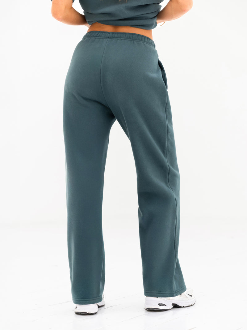 Cloud Print Wide Leg Sweatpants - Blaugrün