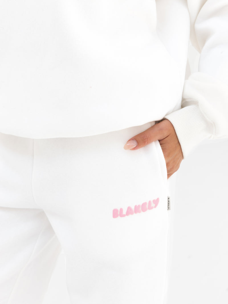 Cloud Print Wide Leg Sweatpants - Cremeweiß & Puderrosa