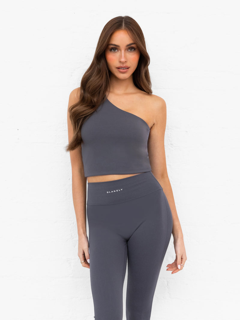 SculptForm One Shoulder Vest - Holzkohle