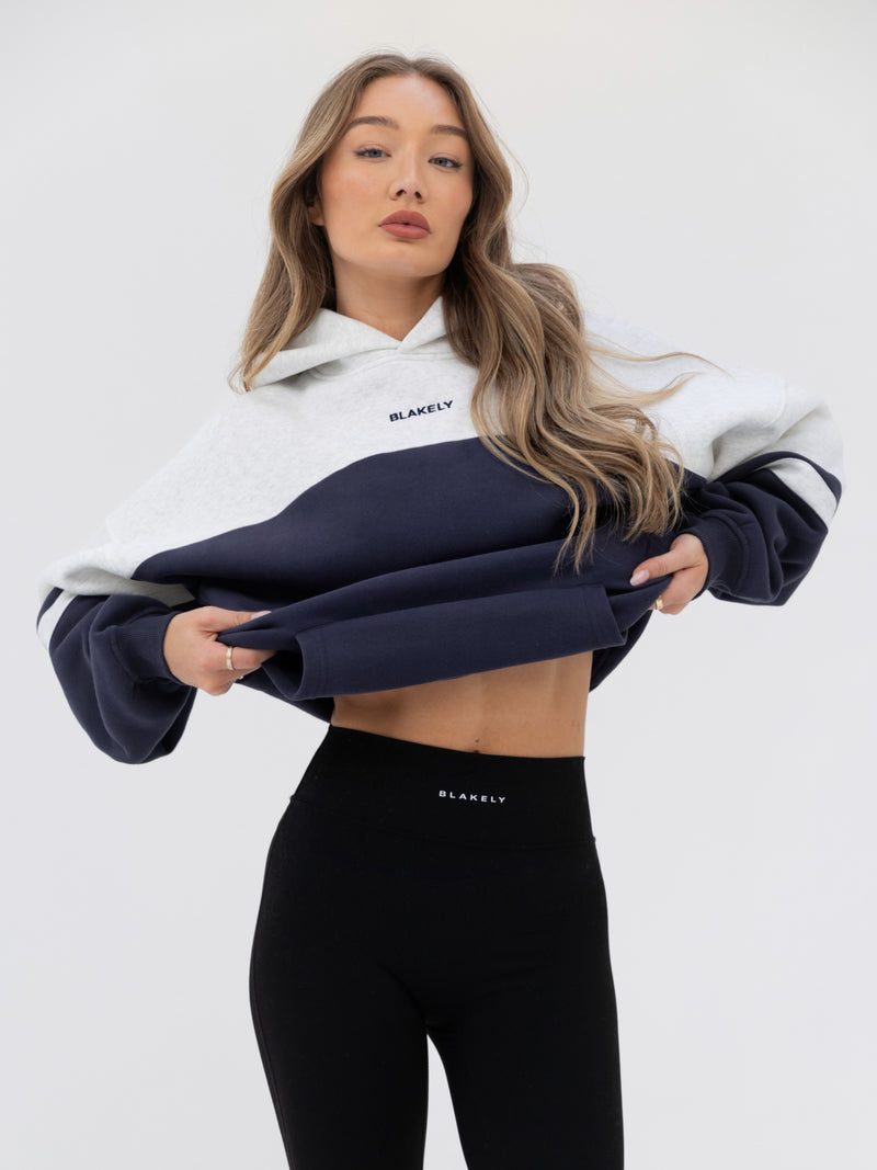 Curved Panel Oversized Hoodie - True Navy