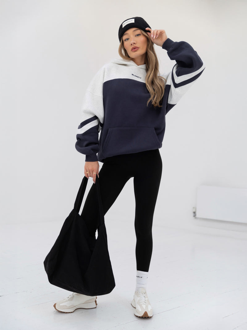 Curved Panel Oversized Hoodie - True Navy