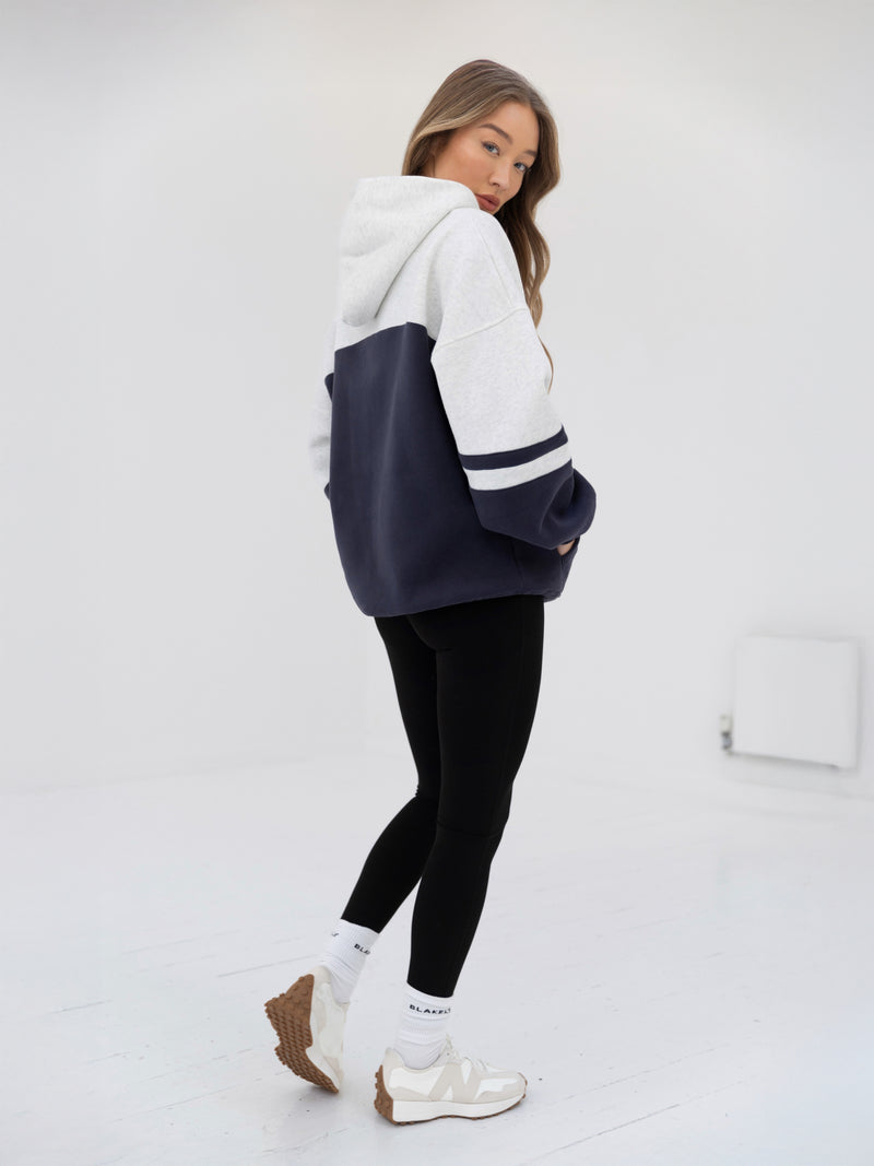 Curved Panel Oversized Hoodie - True Navy