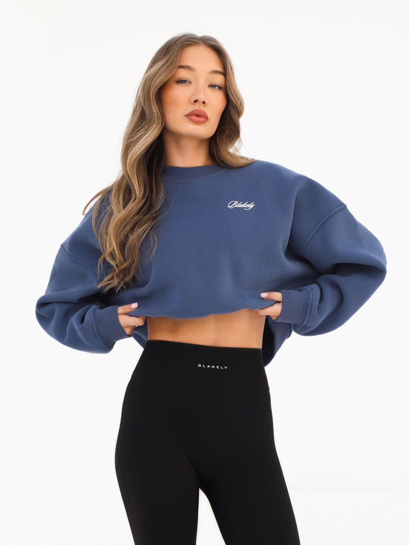Off Duty Cropped Jumper - Steel Blue