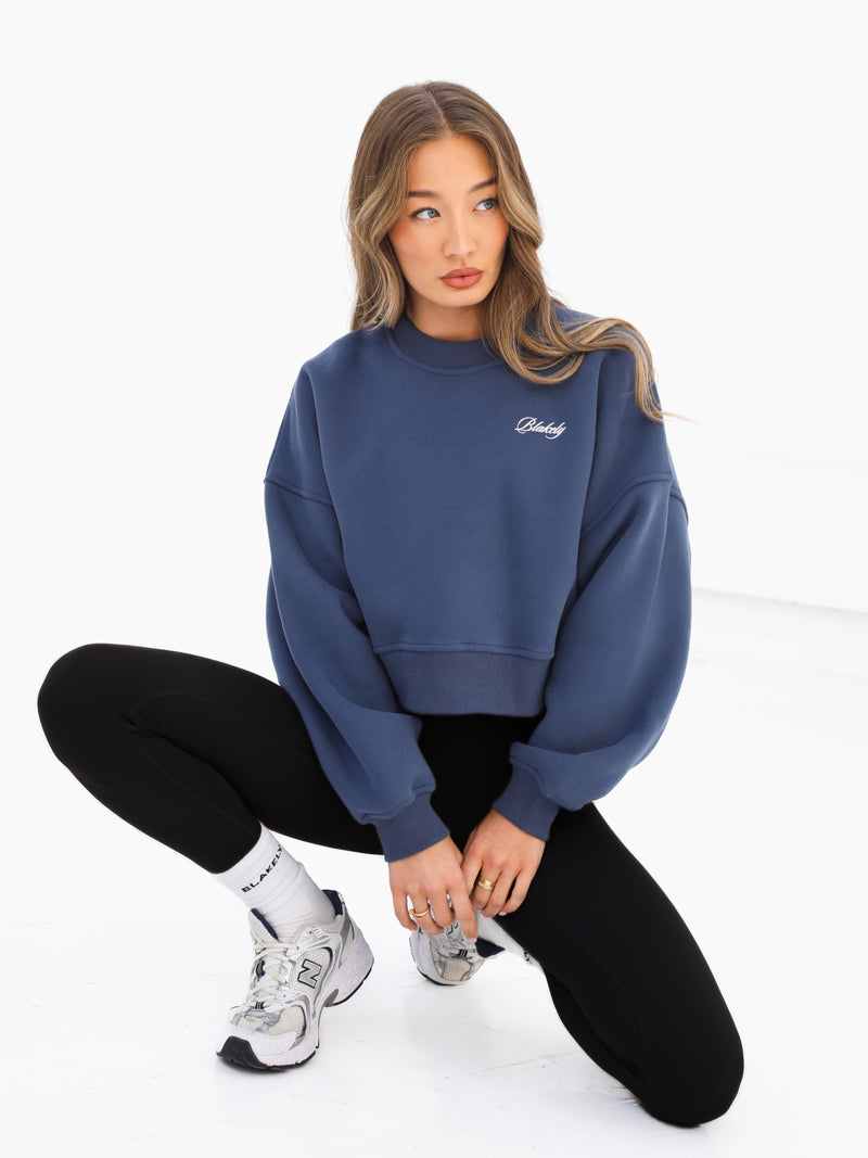 Off Duty Cropped Jumper - Steel Blue