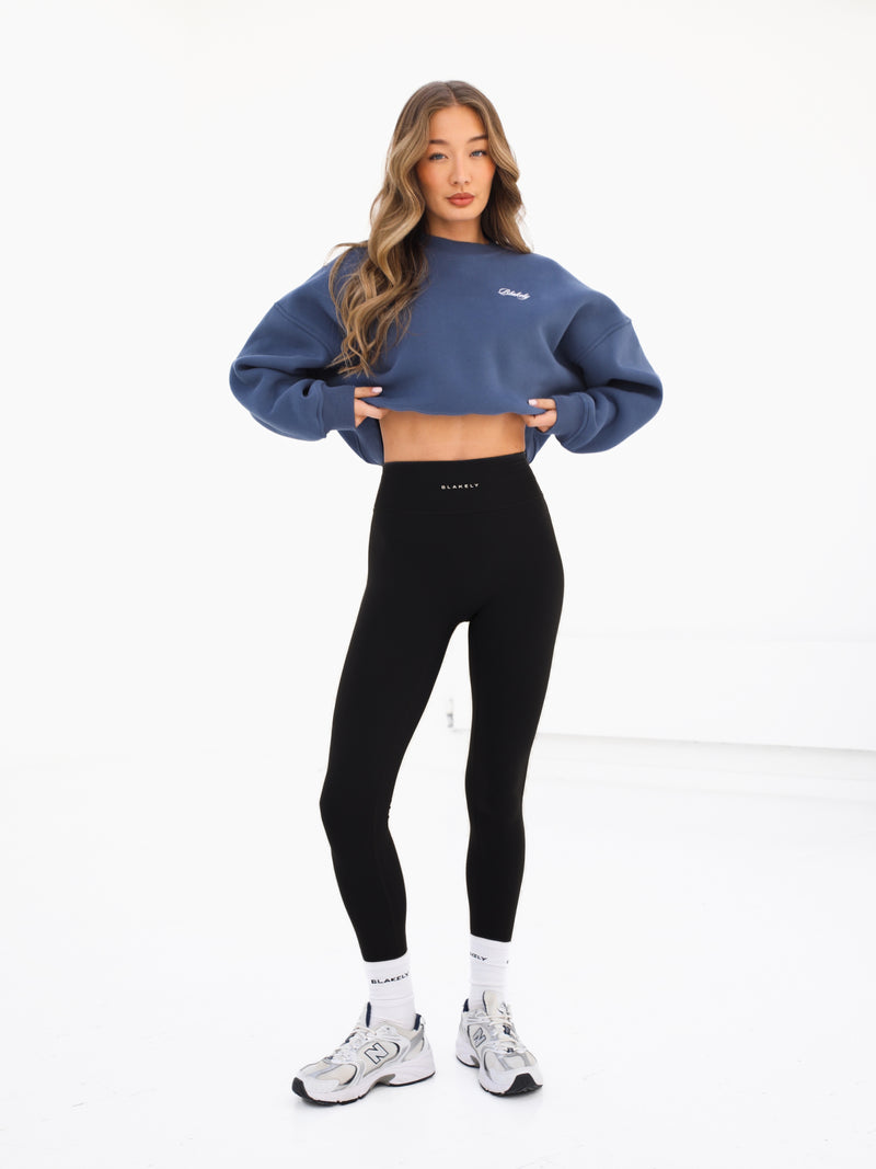 Off Duty Cropped Jumper - Steel Blue
