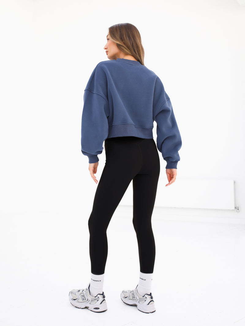 Off Duty Cropped Jumper - Steel Blue