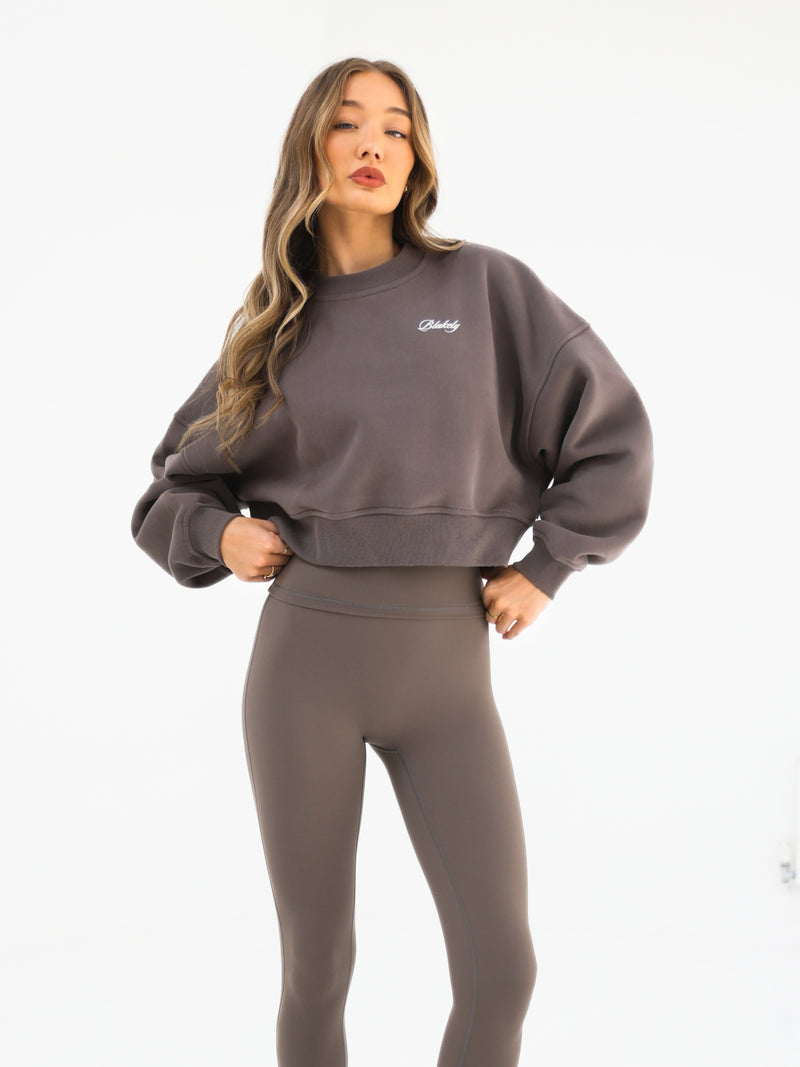 Off Duty Cropped Jumper - Ash Brown